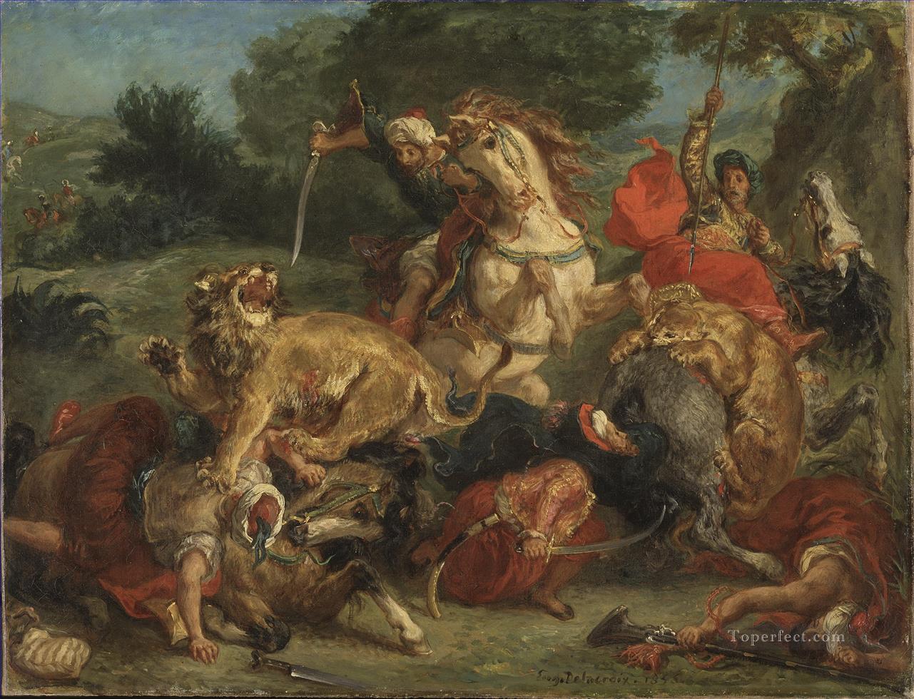 Delacroix Löwe Jagd 1855 Ölgemälde